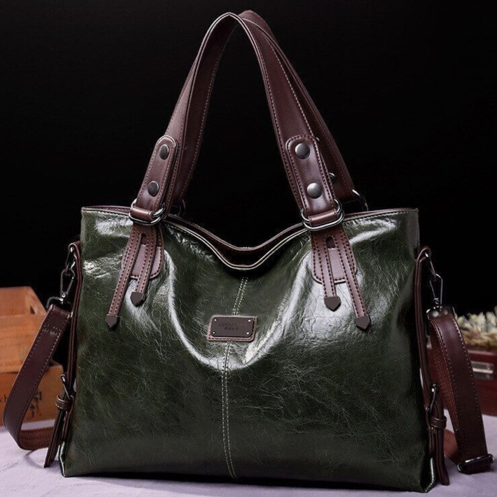 Xidibaoluo Green Vegan Bag with Crossbody Strap